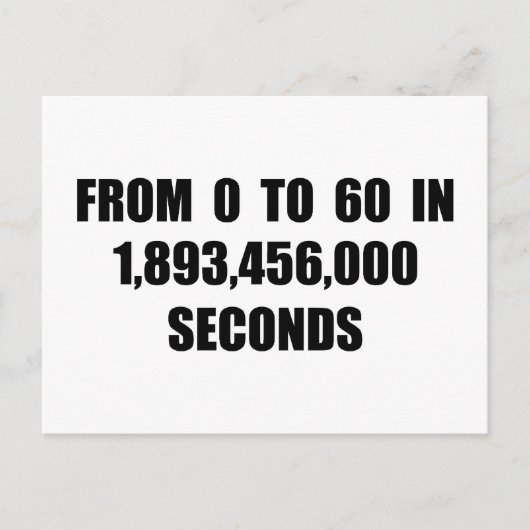 Van 0 tot 60 in seconden briefkaart (Voorkant)