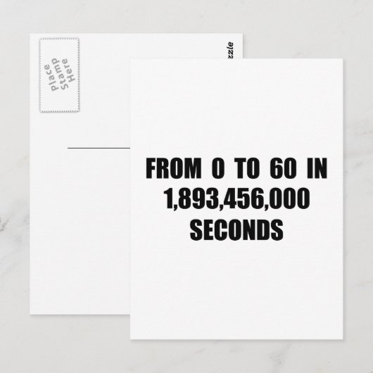 Van 0 tot 60 in seconden briefkaart (Voorkant / Achterkant)