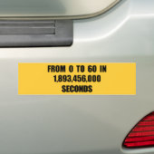 Van 0 tot 60 in seconden bumpersticker (Op auto)