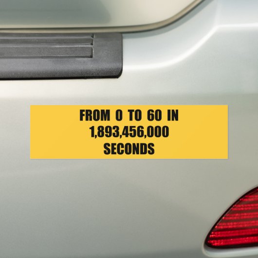 Van 0 tot 60 in seconden bumpersticker (Op auto)