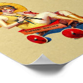 van 1920: Flapper Lady Umbrella Wagon Bathing Poster (Hoek)