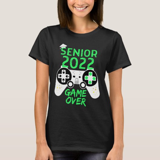 van 2022 Senior Video Game Over School Gamer Green T-shirt (Voorkant)