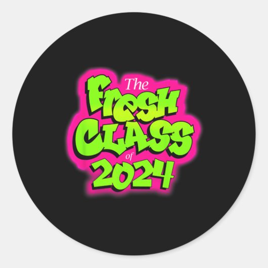 van 2024 Senior Fresh 90s Retro TV stijl Afstudere Ronde Sticker (Voorkant)