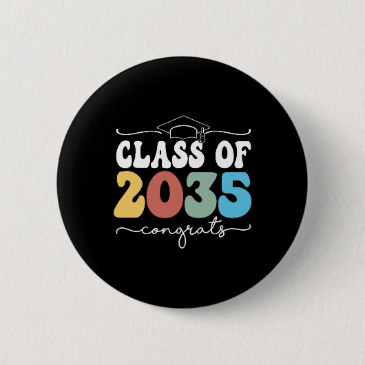 van 2036 Kleuterschool Eerste dag Afstuderen Grow Ronde Button 5,7 Cm (Voorkant)