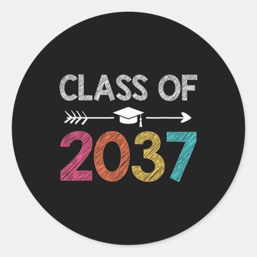 van 2037 EST 2024 groeien met ME Handprints K tot Ronde Sticker (Voorkant)