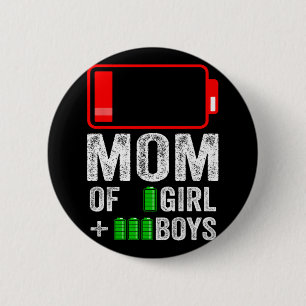 Van 3 Jongen 1 Meisje Gift Van Kind Moederdag Verj Ronde Button 5,7 Cm