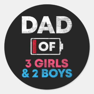 van 3 meisjes en 2 jongens batterij laag papa vade ronde sticker