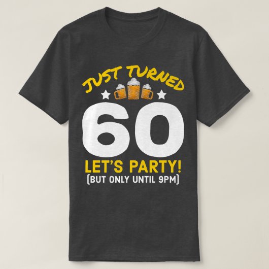 Van 60 tot 19.00 uur Funny 60th Birthday Beer T-shirt (Design voorkant)