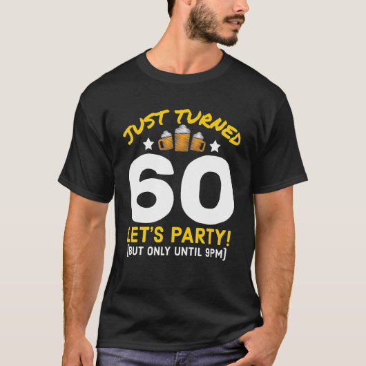 Van 60 tot 19.00 uur grappige 60e verjaardag bier t-shirt (Voorkant)
