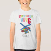 van 6 jaar | Bouwsteen gepersonaliseerde verjaarda Tri-Blend Shirt (Voorkant)