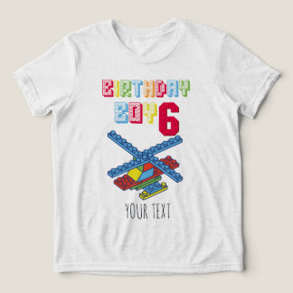 van 6 jaar | Bouwsteen gepersonaliseerde verjaarda Tri-Blend Shirt