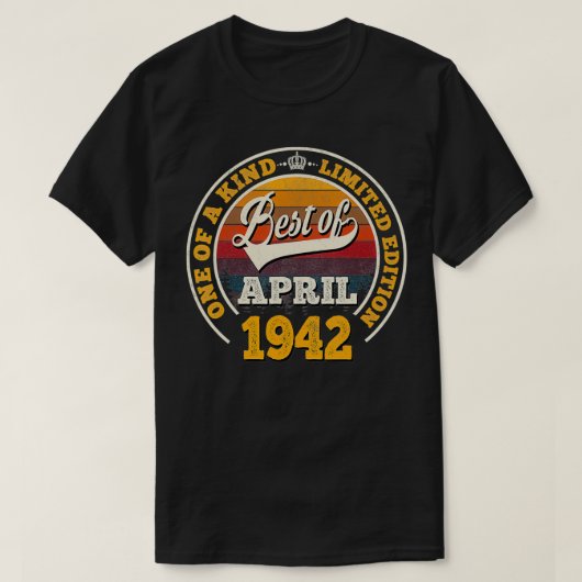 van 80 april 1942 80e jaargeschenk voor 80 jaar t-shirt (Design voorkant)
