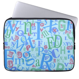 Van A naar Z Blue Epic Type Fun Design Laptop Sleeve