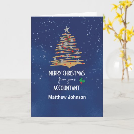 Van accountant kerstboom  naam kaart (Gele Bloem)