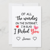 Van alle weirdos op internet koos ik je kaart (Voorkant)