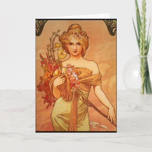 Van Alphonse (Alfons) het Boeket Mucha Kaart (Voorkant)