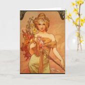 Van Alphonse (Alfons) het Boeket Mucha Kaart (Gele Bloem)