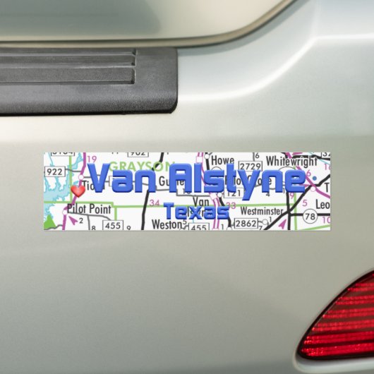 Van Alstyne Texas Map Bumpersticker (Op auto)