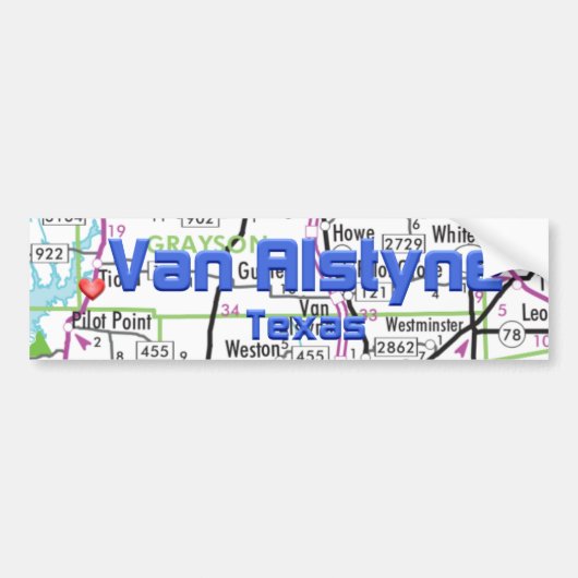 Van Alstyne Texas Map Bumpersticker (Voorkant)