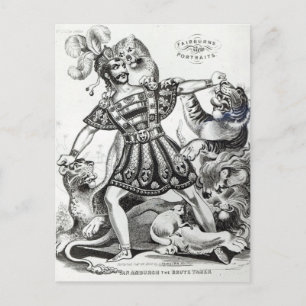 Van Amburgh de Brute Tamer, 1838 Briefkaart