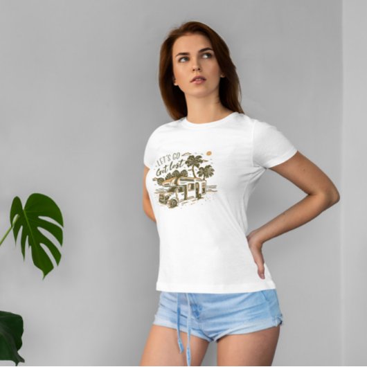 Van auto's rijden in strand t-shirt