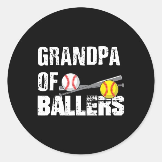van Ballers Grappige honkbal softbal vaders dag gi Ronde Sticker (Voorkant)