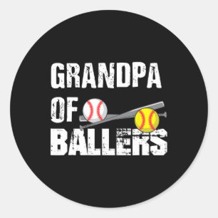 van Ballers Grappige honkbal softbal vaders dag gi Ronde Sticker