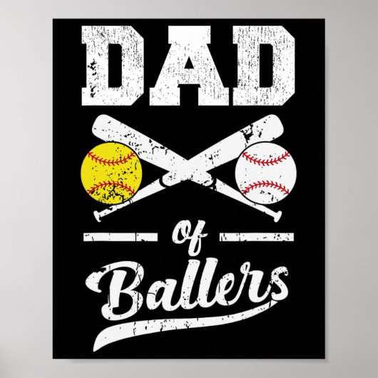 van ballers vader van honkbal en softbalspeler voo poster (Voorkant)