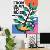 Van Bean tot Bliss Coffee Poster (Thuiskantoor)