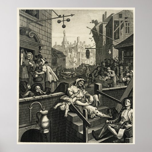 Van Beer Street en Gin Lane Poster (Voorkant)