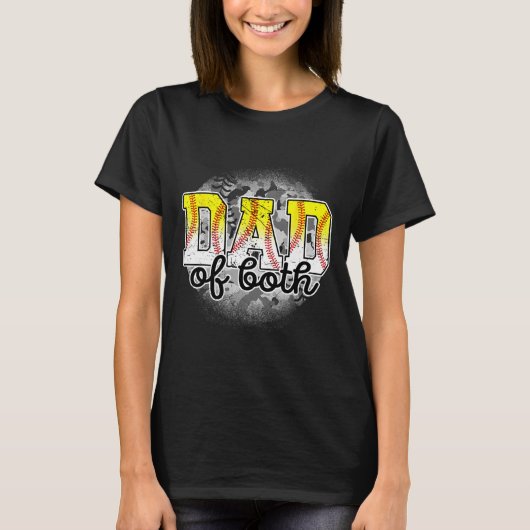 Van beide honkbal softbal vader # 39; s dag honkba t-shirt (Voorkant)