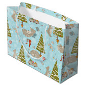 Van Beren en kerstpatronen voor kinderen Groot Cadeauzakje (Achterkant Gekanteld)