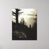 Van berg naar nevelige nevel van ochtend landschap canvas afdruk (Voorkant)