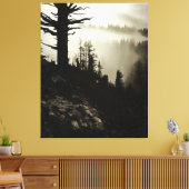 Van berg naar nevelige nevel van ochtend landschap canvas afdruk (Insitu (Woonkamer))