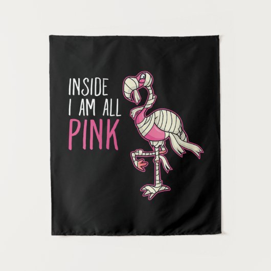 Van binnen ben ik helemaal roze flamingo | Grappig Wandkleed (Voorkant)