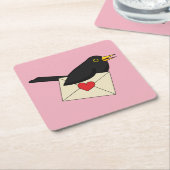 Van Blackbird met Love Kartonnen Onderzetters (Schuin)