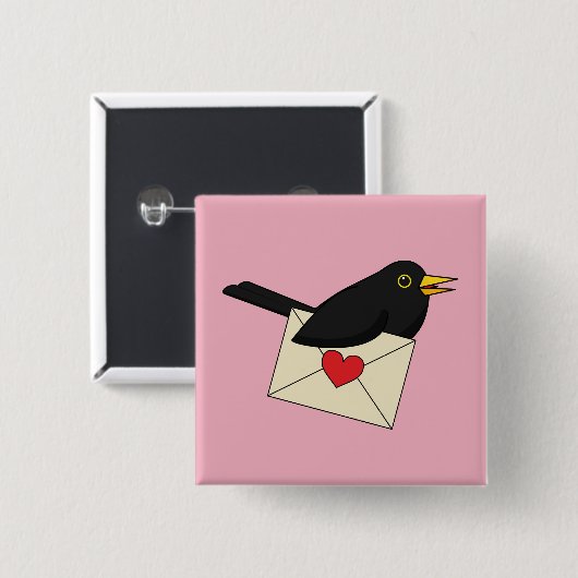 Van Blackbird met Love Vierkante Button 5,1 Cm (Voorkant /achterkant)