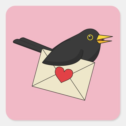 Van Blackbird met Love Vierkante Sticker (Voorkant)