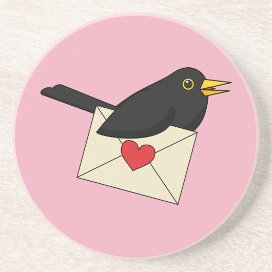 Van Blackbird met Love Zandsteen Onderzetter (Voorkant)