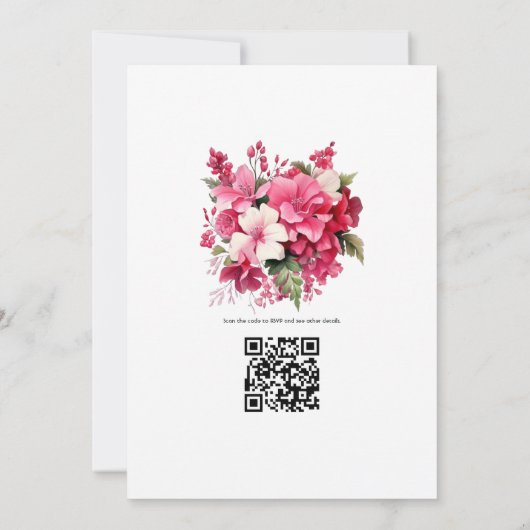 Van Blush tot Currant Red Floral Spring Bruiloft Kaart (Achterkant)