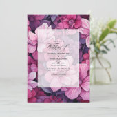 Van Blush tot Currant Red Floral Spring Bruiloft Kaart (Staand voorkant)