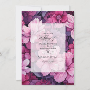 Van Blush tot Currant Red Floral Spring Bruiloft Kaart