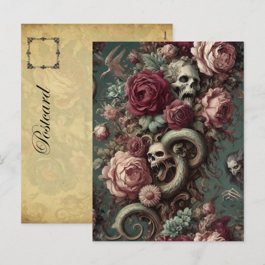 Van Bone & Vine – Gotisch Victoriaans Feestdagenkaart (Voorkant / Achterkant)