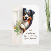 Van bontkleinbaby Funny Vaderdag Peaking Pup Kaart (Voorkant)