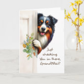 Van bontkleinbaby Funny Vaderdag Peaking Pup Kaart (Gele Bloem)