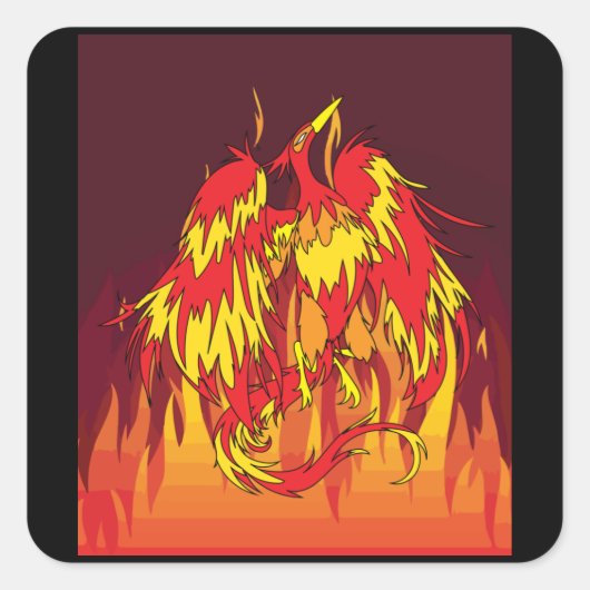Van brand en vlammen Phoenix Bird Vierkante Sticker (Voorkant)