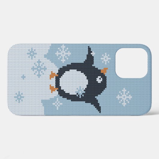 Van brei afkomstige pinguïn Snowflakes WinterFeest Case-Mate iPhone Case (Achterkant (horizontaal))