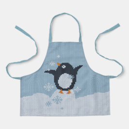 Van brei afkomstige pinguïn Snowflakes WinterFeest Schort