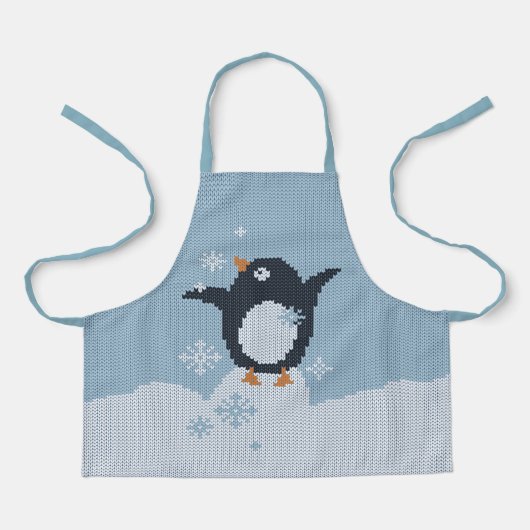 Van brei afkomstige pinguïn Snowflakes WinterFeest Schort (Voorkant)