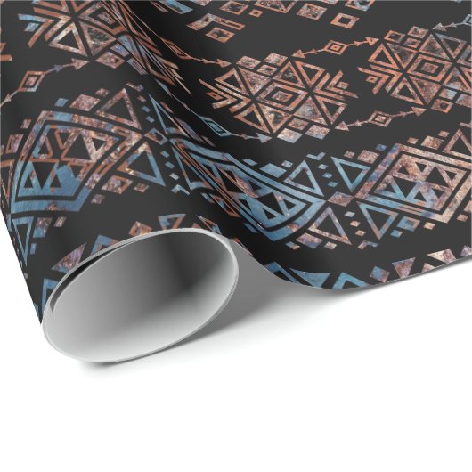  van Bronze en Rust Aztec Peruaanse stampat Cadeaupapier (Rol Hoek)